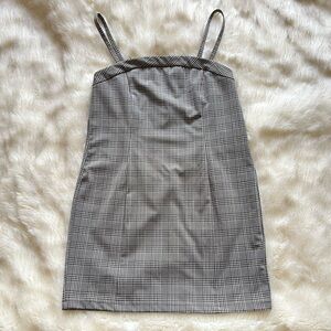 Forever 21 + Plus Motel Glen Plaid Gingham Check Gray Spaghetti Strap Mini Dress
